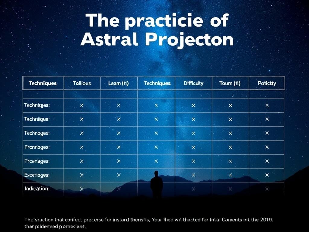     La pratique de l'Astral Projection. Tableau comparatif : techniques, difficulté et indications