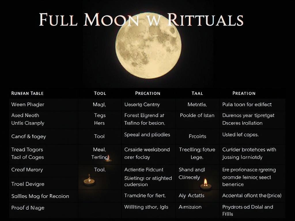     Les Rituels de Pleine Lune. Table récapitulative : outils, usages et précautions